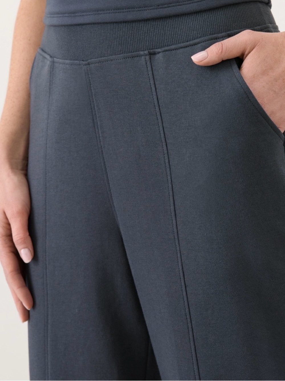 Pact Airplane Pintuck Everyday Wide-Leg Pants in Steel Blue - Picture 5 of 10